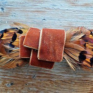 Emin + Paul Glam Feathered Velvet Hair Clip